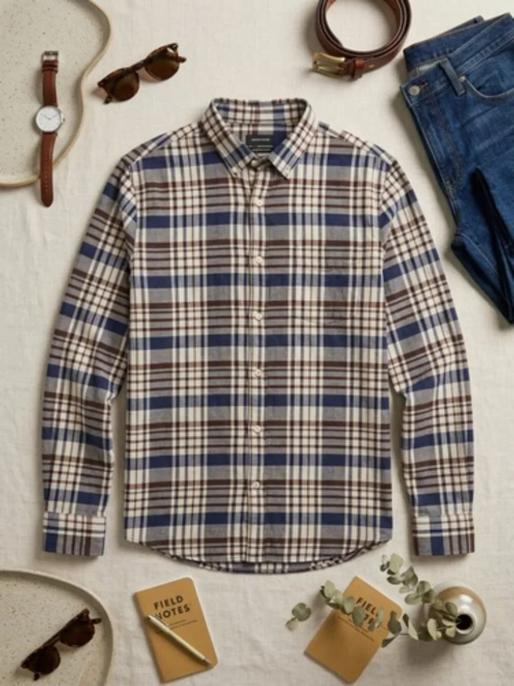 Banana Republic Slim Fit Untucked Flannel Button Down Shirt Men's Size XL